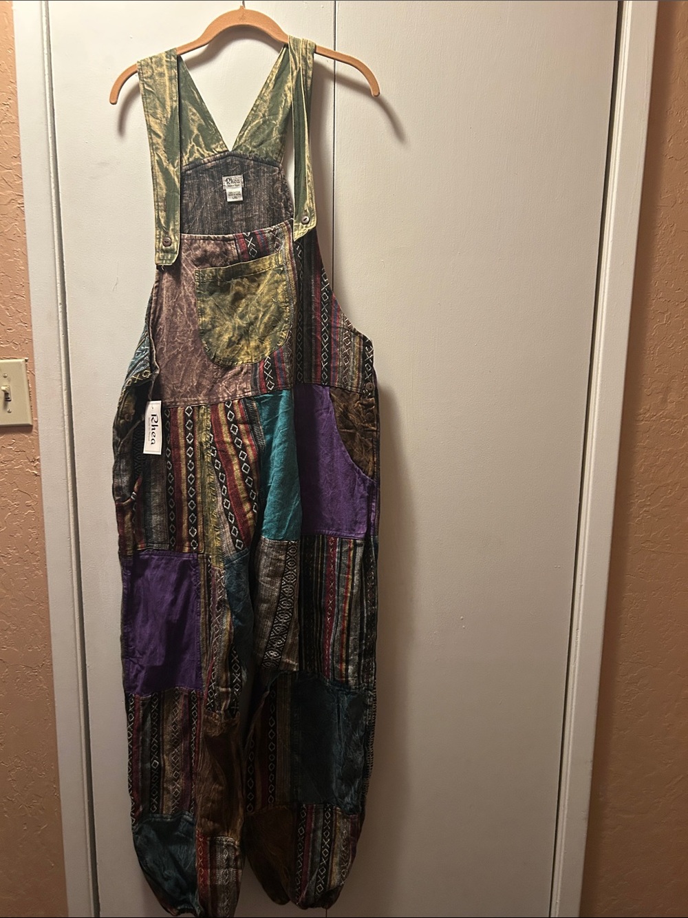 Boho Patchwork Overalls with Multicolor Panels